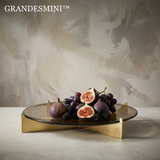 🍇Grandesmini™ THE AMBER HORIZON FRUIT GALLERY -"Design is the art of framing the ephemeral. A vessel designed to elevate the organic textures of nature through the unyielding precision of glass and brass."