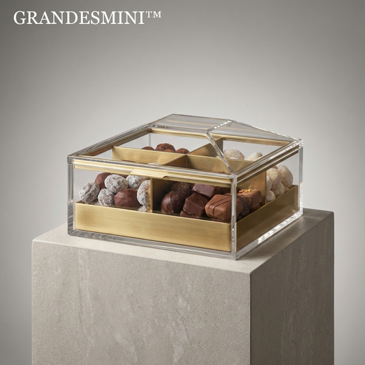 ⯁Grandesmini™ THE VITRINE TASTING VAULT "Taste is transient, but anticipation can be framed. A vessel engineered to capture the geometry of light and the deep, rich tones of crafted cocoa."