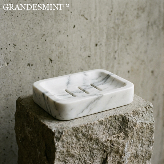 🪨 Grandesmini™ THE CALACATTA DRAINAGE BLOCK - "Utility should not compromise the integrity of nature. A vessel carved from the mountain, designed to hold the ephemeral lather of the morning."