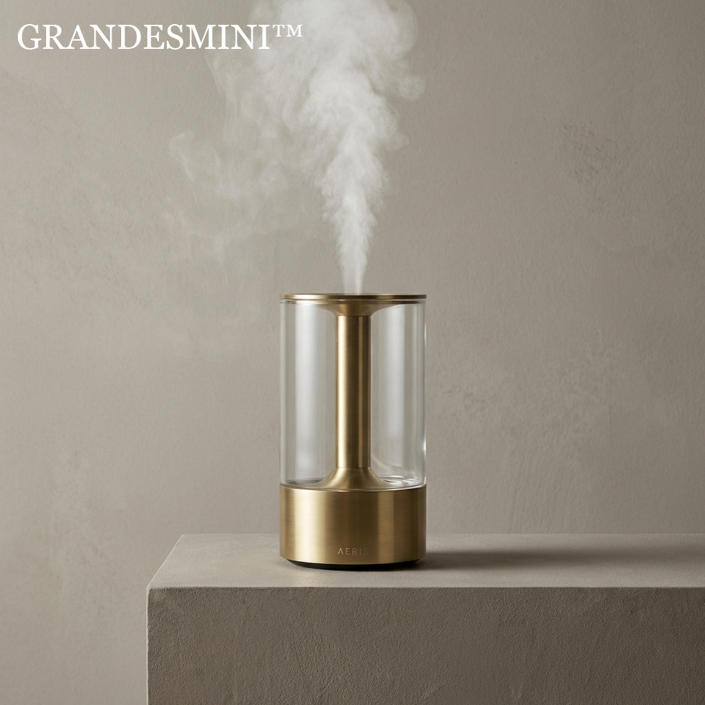 ༄ Grandesmini THE AERIS ATMOSPHERIC COLUMN - "To sculpt the air is the ultimate act of interior design. A vessel engineered to frame the ephemeral, turning a breath of vapor into a monolithic focal point."