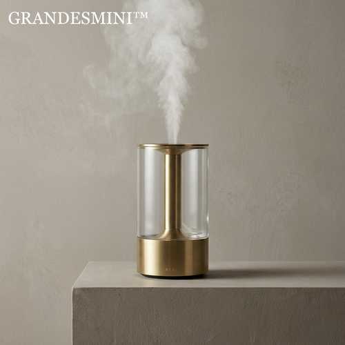 ༄ Grandesmini THE AERIS ATMOSPHERIC COLUMN - "To sculpt the air is the ultimate act of interior design. A vessel engineered to frame the ephemeral, turning a breath of vapor into a monolithic focal point."